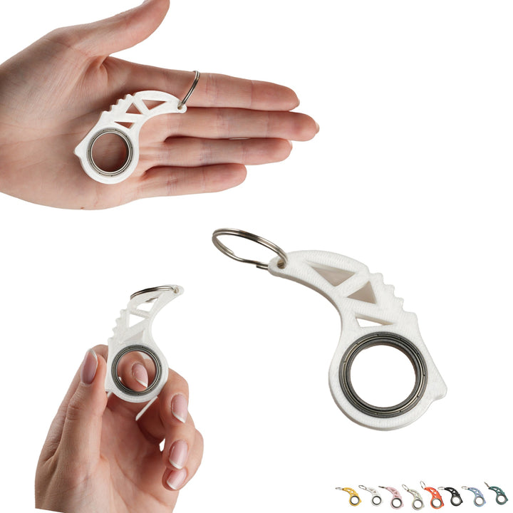 Brelok fidget spinner do kluczy w kształcie karambita – druk 3D z łożyskiem kulkowym – biały