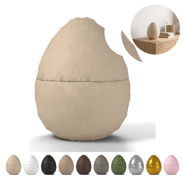 Joyero huevo de dragón 13,2 cm, textura de cristales, de PLA – beige