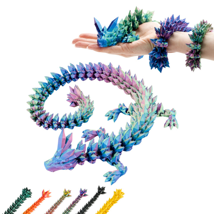 3D Draak 60 cm – grote beweegbare drakenfiguur voor verzamelaars & fans – blauw-groen-violet