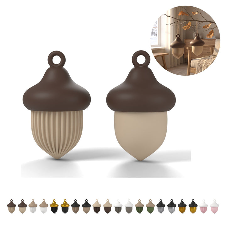 Suspensions de Noël glands – lot de 2 – 5,7 cm – avec boucle – beige