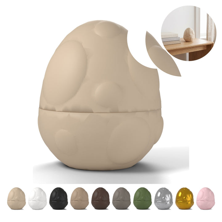 Cutie de bijuterii ou de dinozaur 6,7 cm, pete în relief, cu capac, PLA – Beige