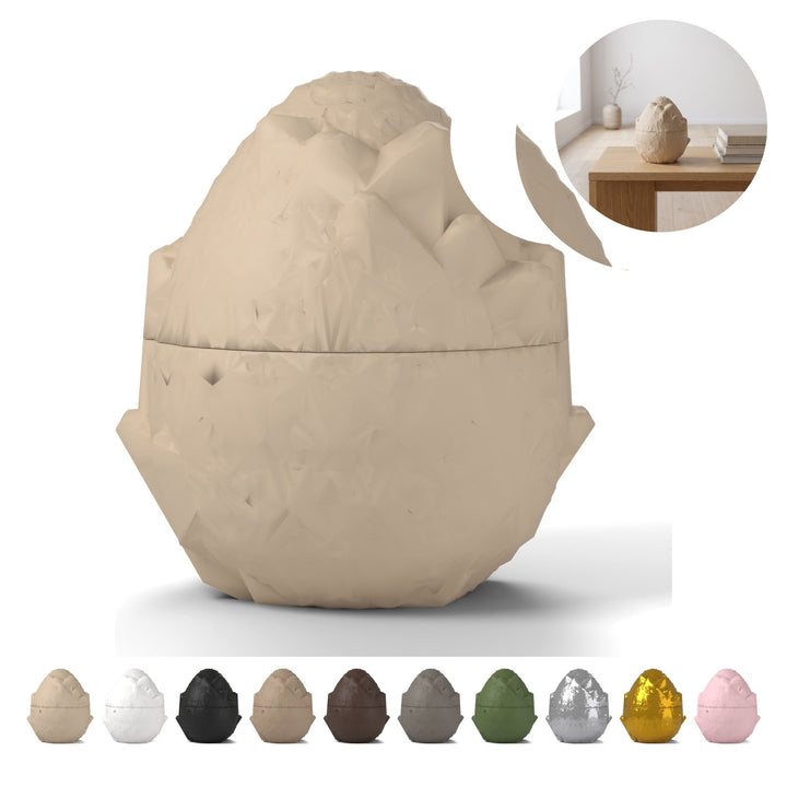 Cutie de bijuterii ou de dragon 13,2 cm, fațete de cristal, print 3D PLA – Beige