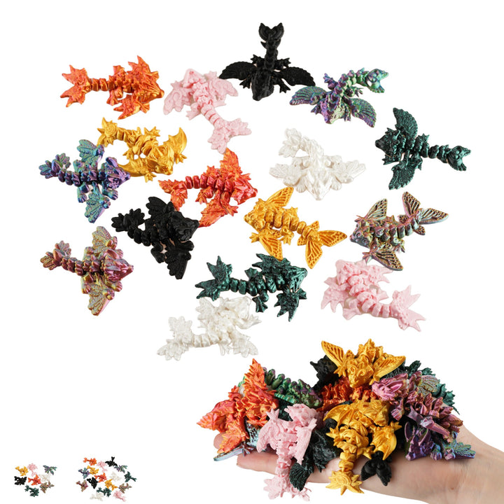 Bewegende drakenfiguren set, 16 stuks, mini drakencollectie, 3D geprint PLA