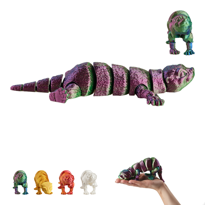 Flexi otter 23 cm, beweegbare otter uit de 3D-printer, bureau-fidget – blauw-groen-violet