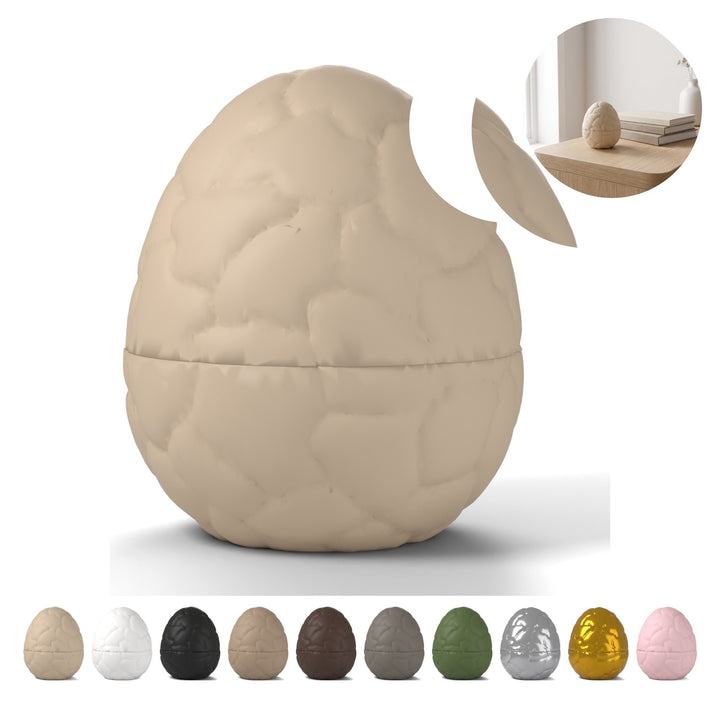 Cutie de bijuterii ou de dinozaur 6,7 cm, coajă crăpată, cu capac, PLA – Beige