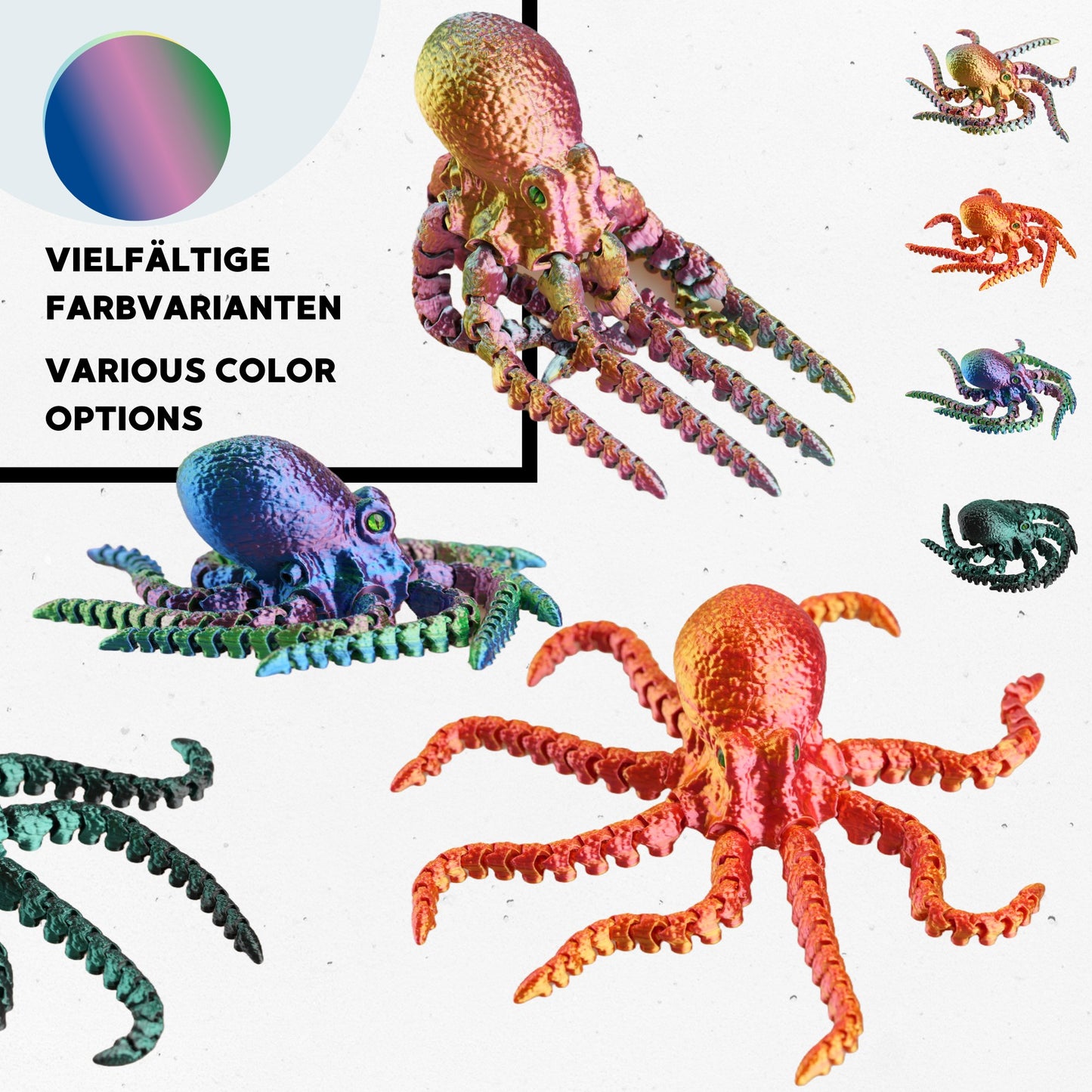 Oktopus Fidget Spielzeug 3D-Druck 17 cm – flexibel beweglich aus PLA #6