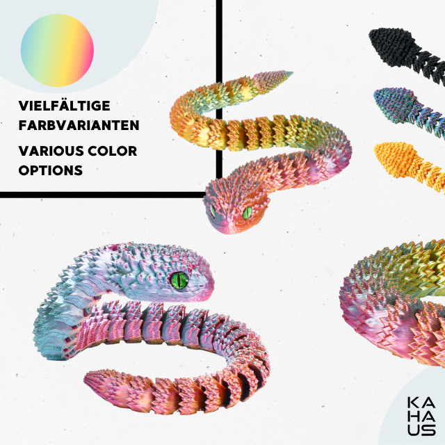 3D Snake Figure – Realistic Articulated Collectible (27 cm) – Red-Yellow-Green #c:red-yellow-green