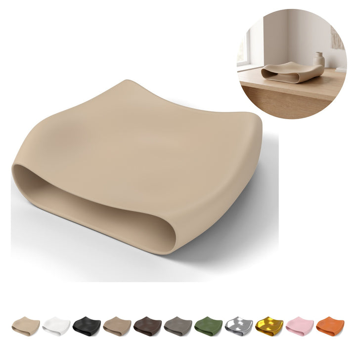 Frutero 6,7 cm, cuenco moderno de forma ondulada de PLA – Beige