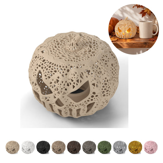 Felinar dovleac LED pentru lumânare 38 mm, înălțime 7,5 cm, PLA – Beige