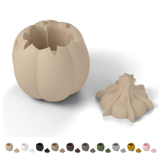 Dovleac Halloween cu ochi care urmăresc privirea, 2 piese, PLA, 5,3 cm – Beige