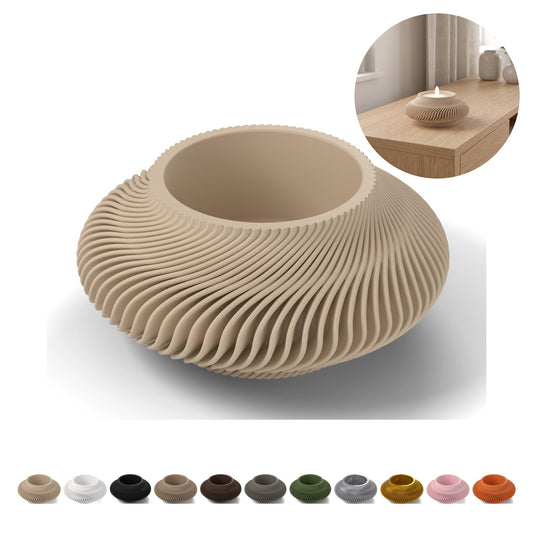 LED Tealight Holder 3,5 cm, Twisted Ribs, PLA – Beige