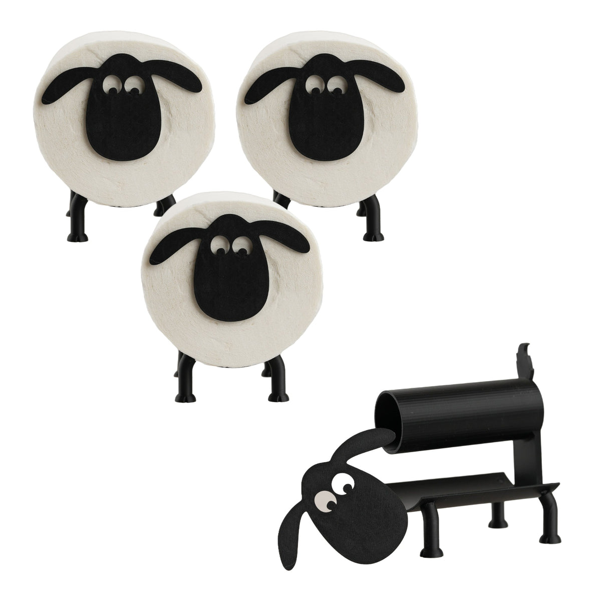 Sheep Toilet Paper Holder - SET – Black