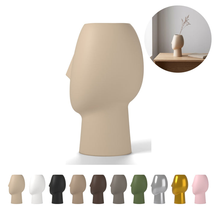 Decorative Vase Face 17,0 cm, Sculptural PLA – Beige