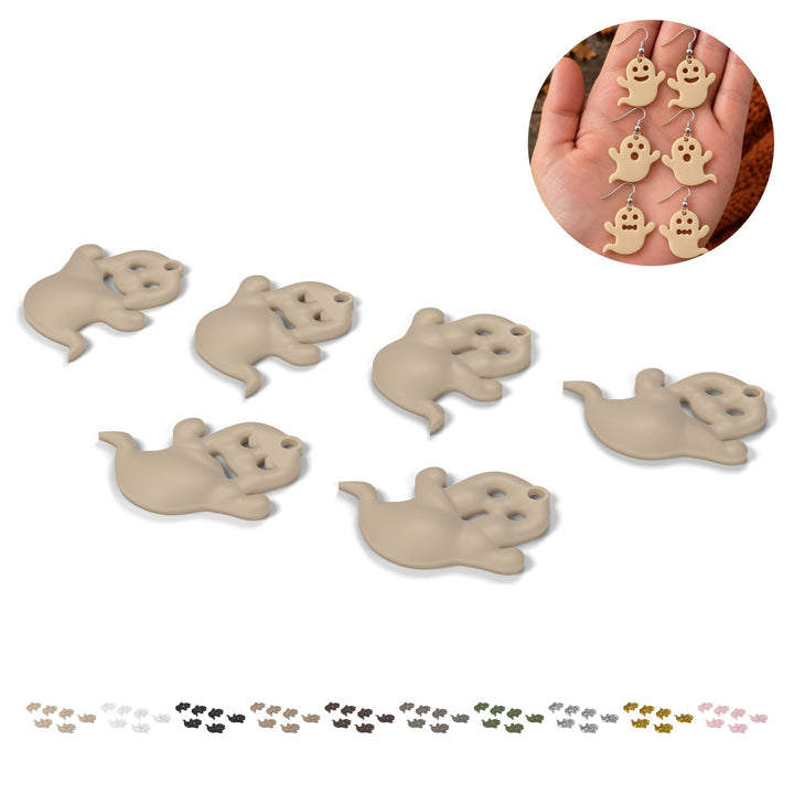 Oorbellen spookjes Halloween, 6 stuks (3 paar), 2,8 cm, PLA – beige