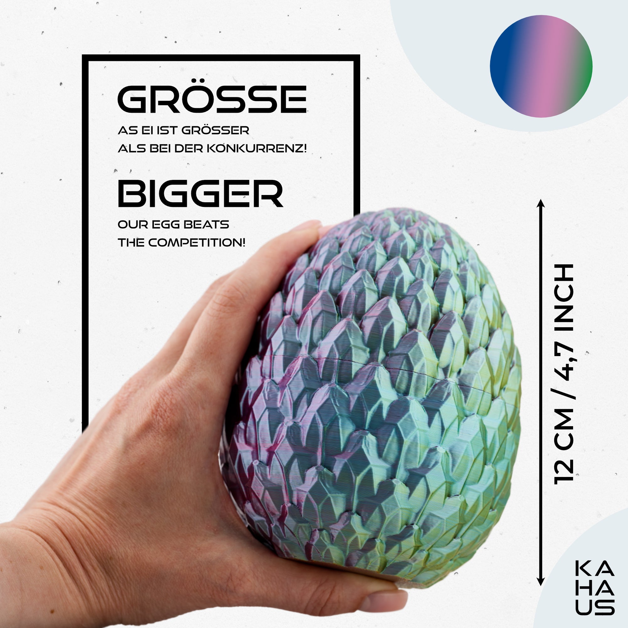 3D Dragon in Egg - Dragon Figure | 12 cm Large Egg | Multicolor Surprise Dragon | Hatching Movable Figure for Kids, Collectors & Fantasy Fans