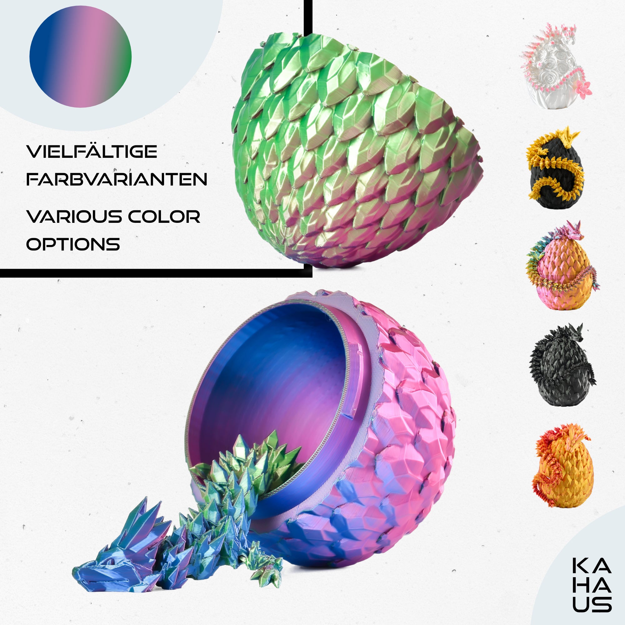 3D Dragon in Egg - Dragon Figure | 12 cm Large Egg | Multicolor Surprise Dragon | Hatching Movable Figure for Kids, Collectors & Fantasy Fans