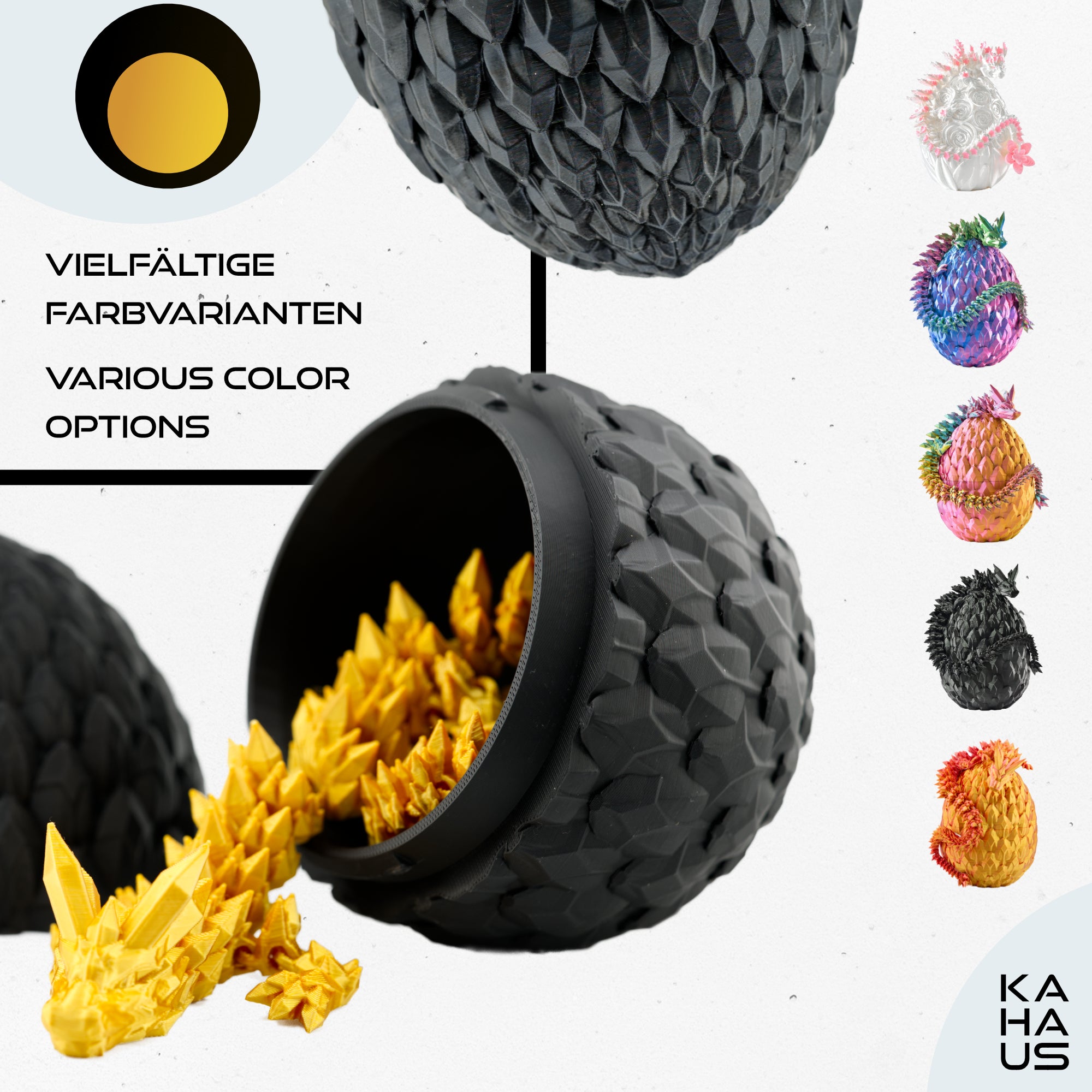 3D Dragon in Egg - Dragon Figure | 12 cm Large Egg | Multicolor Surprise Dragon | Hatching Movable Figure for Kids, Collectors & Fantasy Fans