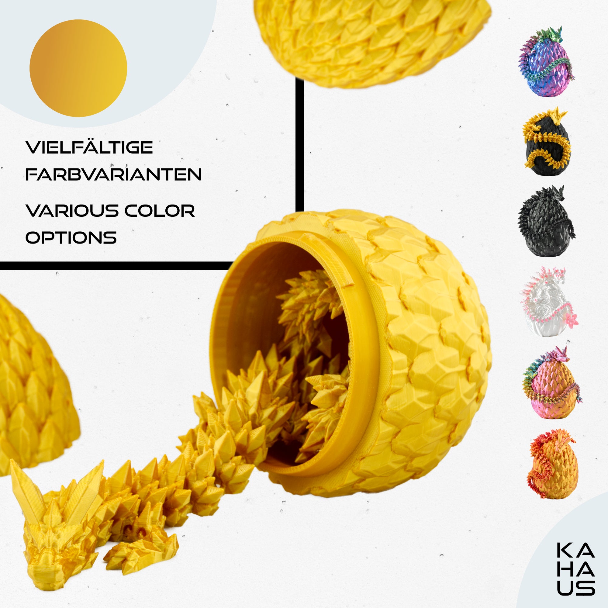 3D Dragon in Egg - Dragon Figure | 12 cm Large Egg | Multicolor Surprise Dragon | Hatching Movable Figure for Kids, Collectors & Fantasy Fans