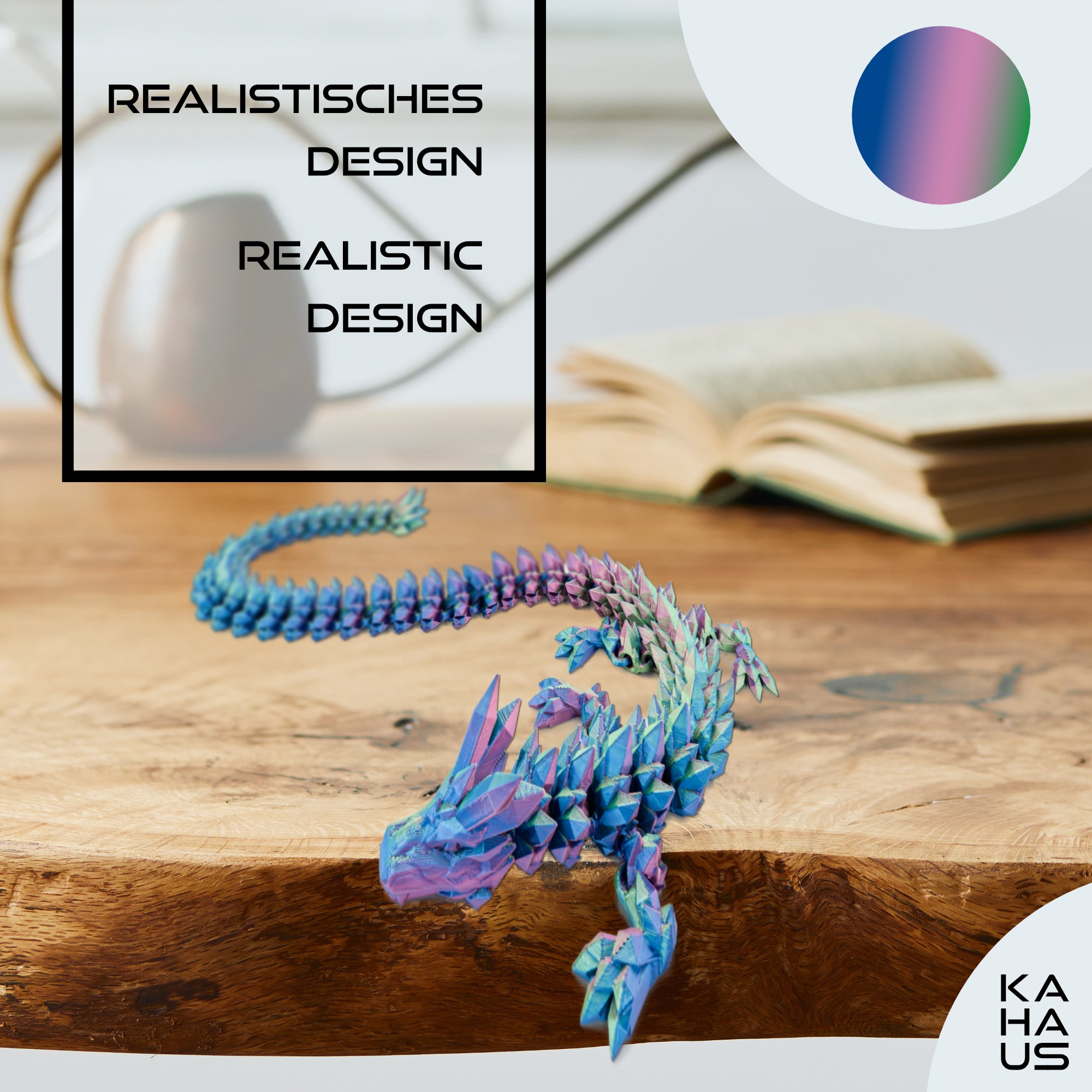 Large 3D Dragon – Dragon Sculpture 60 cm | Magical Dragon | Poseable Figure for Children, Collectors & Fantasy Fans