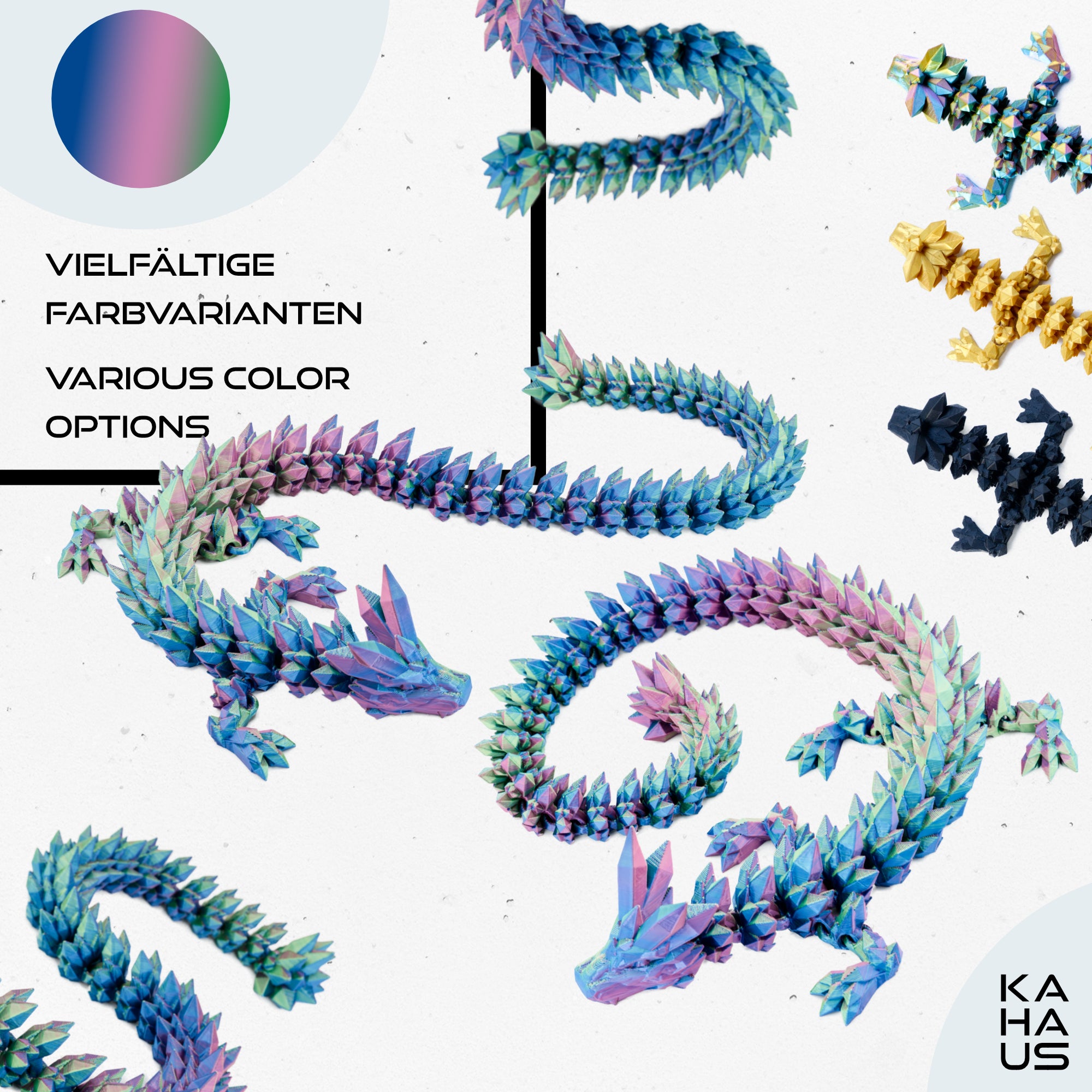 Large 3D Dragon – Dragon Sculpture 60 cm | Magical Dragon | Poseable Figure for Children, Collectors & Fantasy Fans