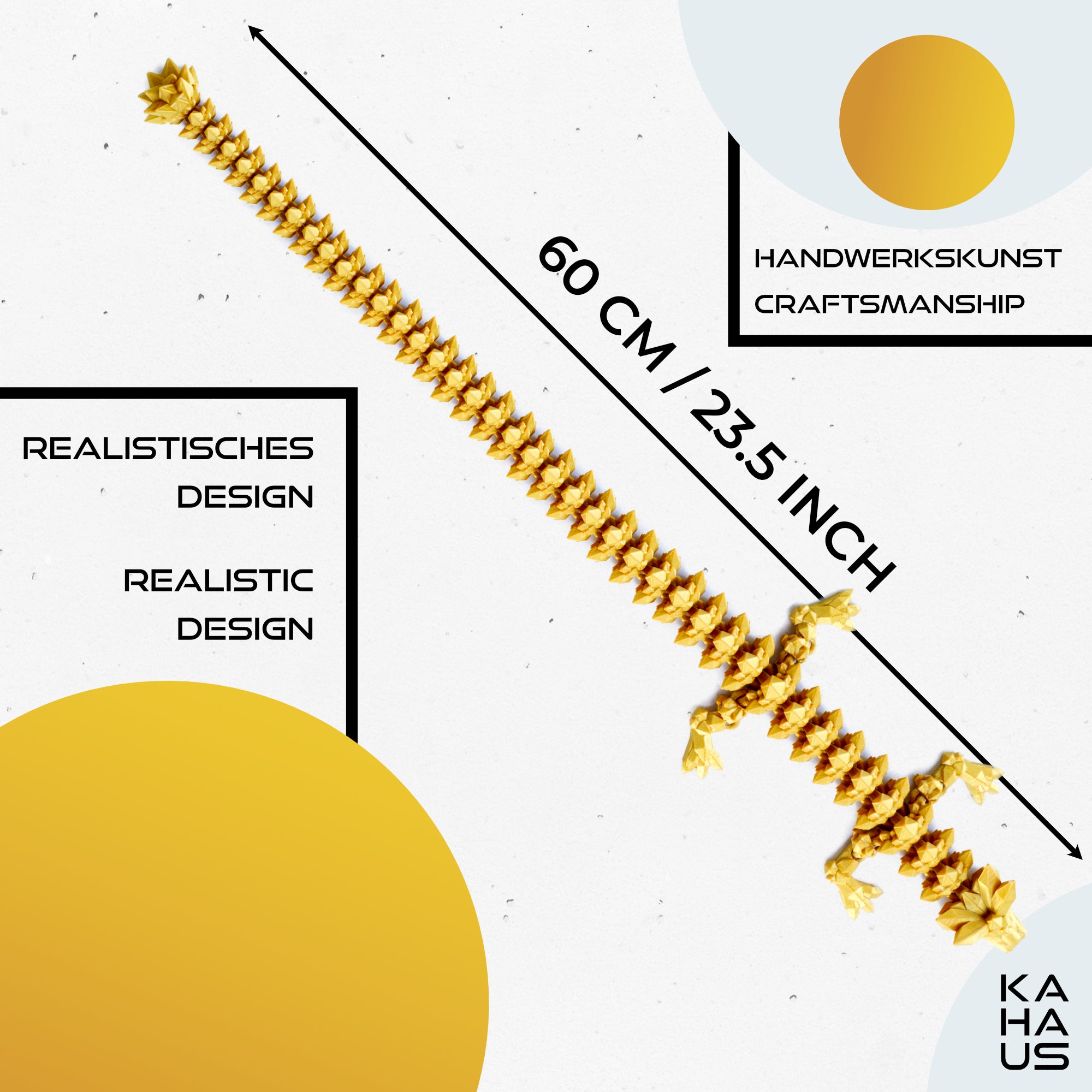 Large 3D Dragon – Dragon Sculpture 60 cm | Magical Dragon | Poseable Figure for Children, Collectors & Fantasy Fans