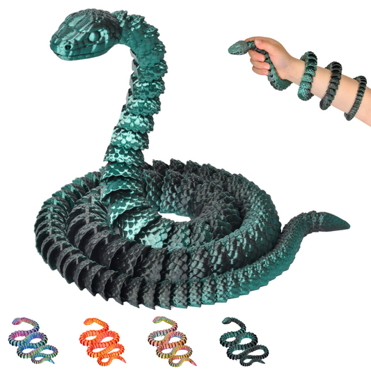 3D Snake Figure – Realistic Articulated Collectible (80 cm XL) – Black-Green #c:black-green