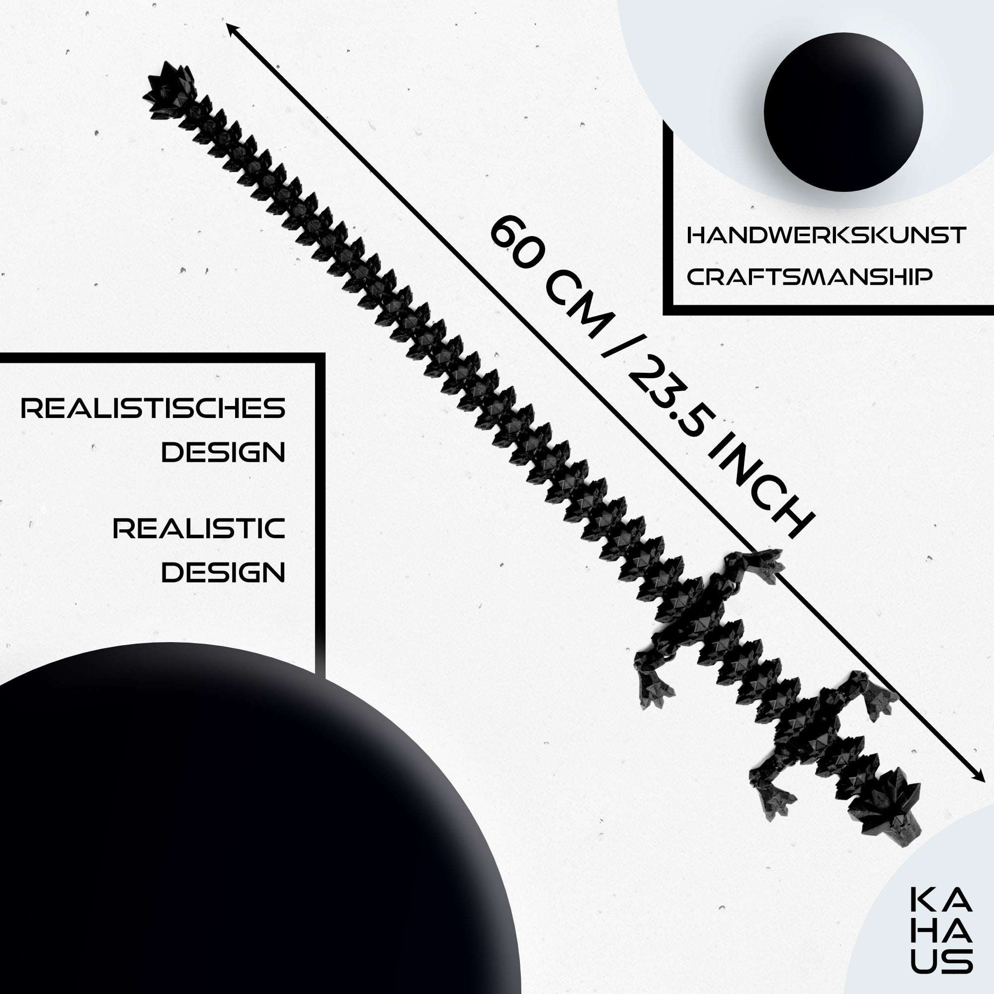 Large 3D Dragon – Dragon Sculpture 60 cm | Magical Dragon | Poseable Figure for Children, Collectors & Fantasy Fans