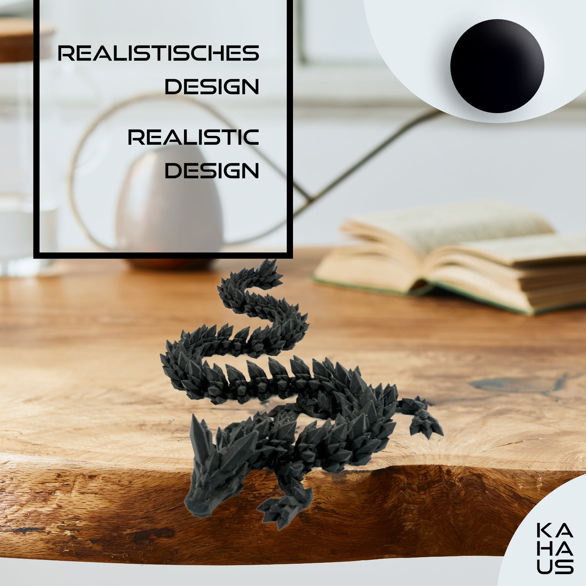 Large 3D Dragon – Dragon Sculpture 60 cm | Magical Dragon | Poseable Figure for Children, Collectors & Fantasy Fans