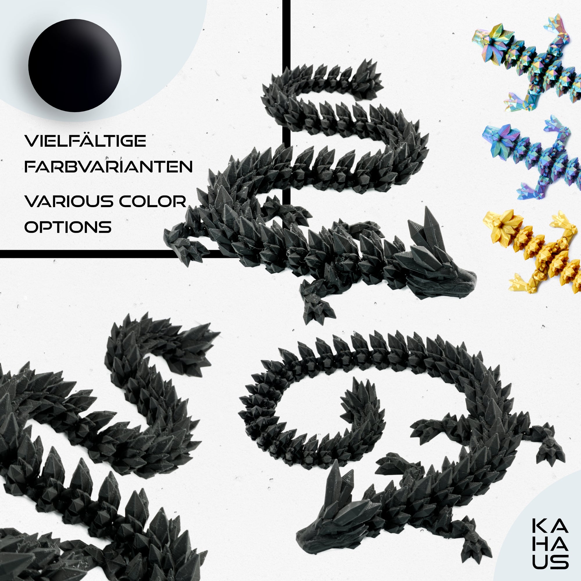 Large 3D Dragon – Dragon Sculpture 60 cm | Magical Dragon | Poseable Figure for Children, Collectors & Fantasy Fans