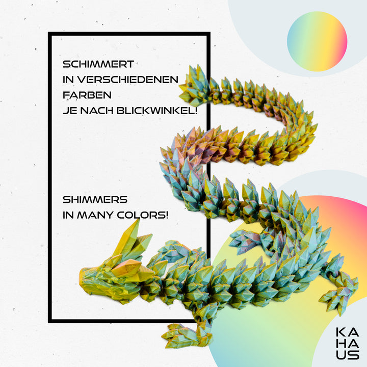 3D Drache – Drachenskulptur 60 cm | Bewegliche Figur für Kinder, Sammler & Fantasy-Fans