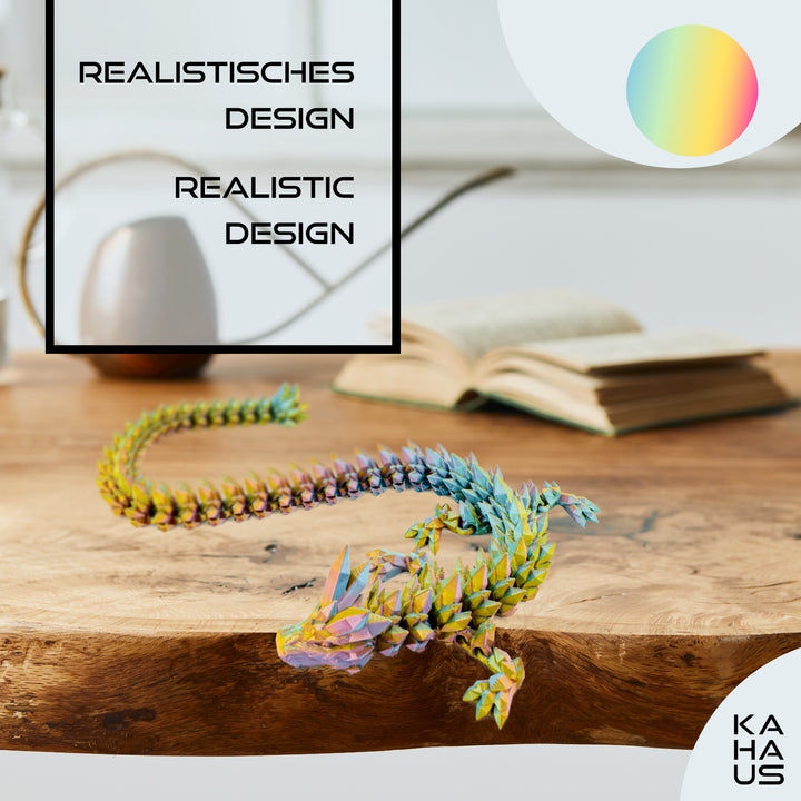 3D Drache – Drachenskulptur 60 cm | Bewegliche Figur für Kinder, Sammler & Fantasy-Fans