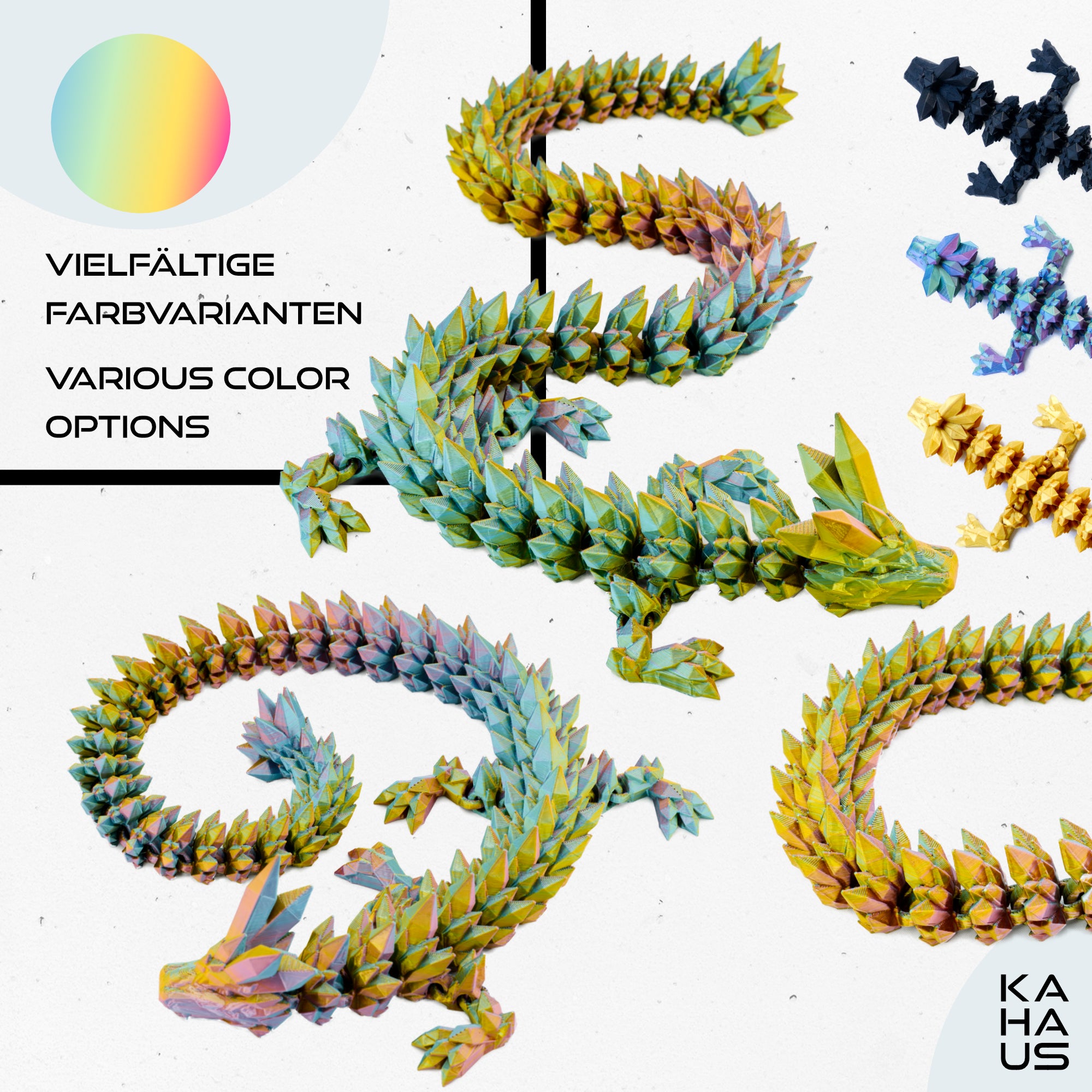 Large 3D Dragon – Dragon Sculpture 60 cm | Magical Dragon | Poseable Figure for Children, Collectors & Fantasy Fans