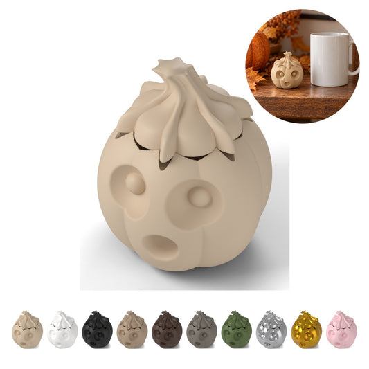 Dovleac Halloween cu ochi care urmăresc privirea, 2 piese, PLA, 5,3 cm – bej