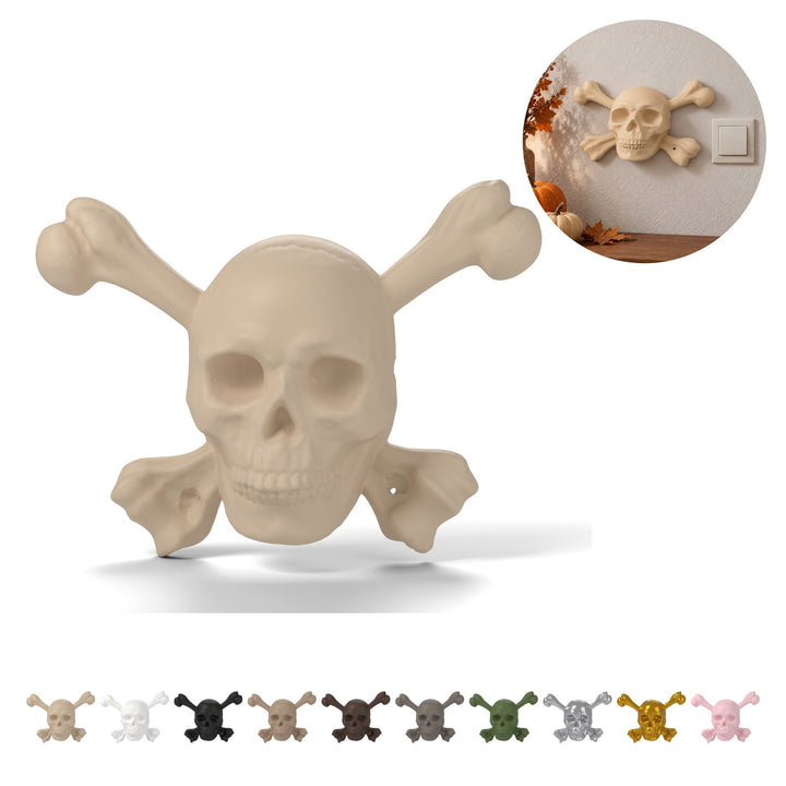 Schedel wanddecoratie Halloween, 24,3 × 18,1 cm, PLA – beige