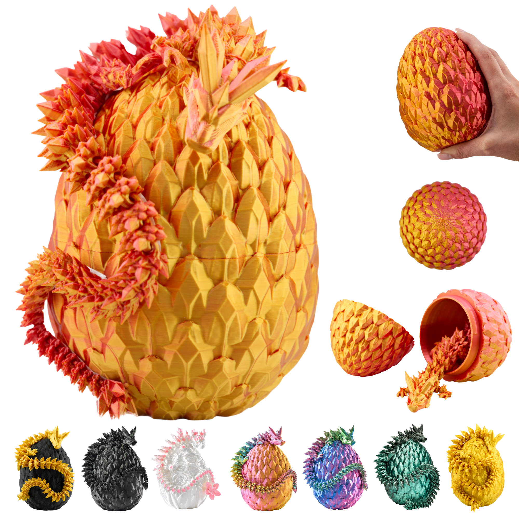 3D Dragon in Egg - Dragon Figure | 12 cm Large Egg | Multicolor Surprise Dragon | Hatching Movable Figure for Kids, Collectors & Fantasy Fans