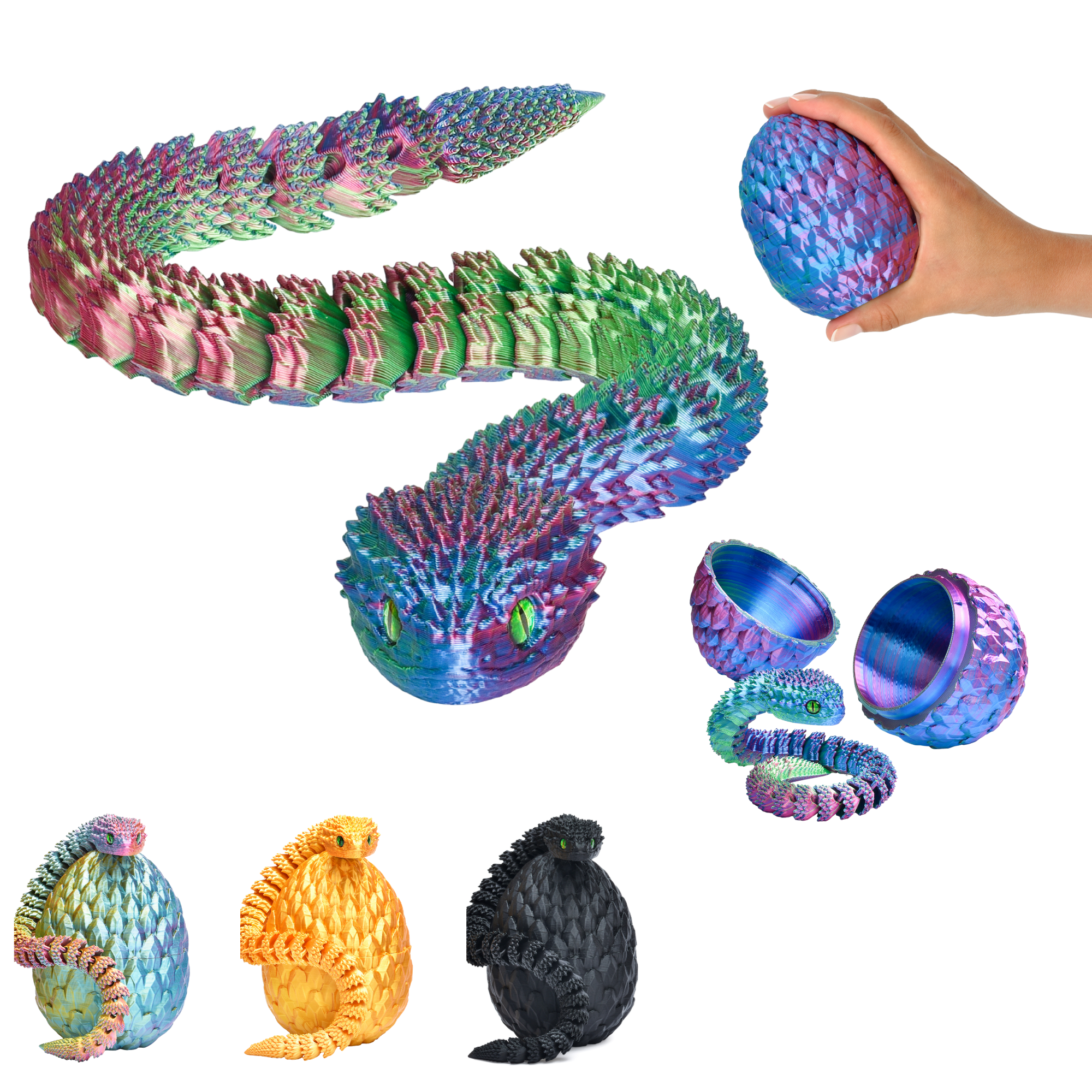 3D Snake in Egg | 27 cm Snake in 10 cm Egg | Surprise Figure & Gift for Kids