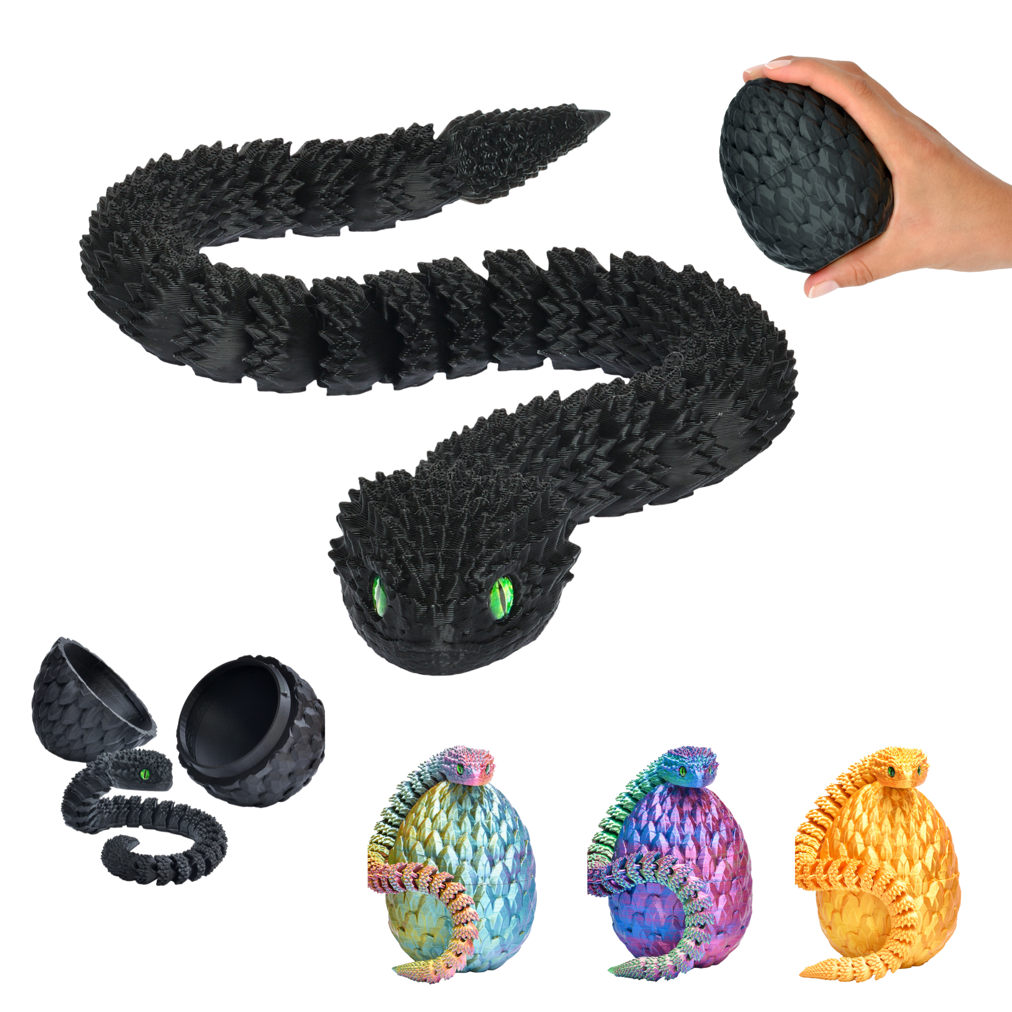 3D Snake in Egg | 27 cm Snake in 10 cm Egg | Surprise Figure & Gift for Kids