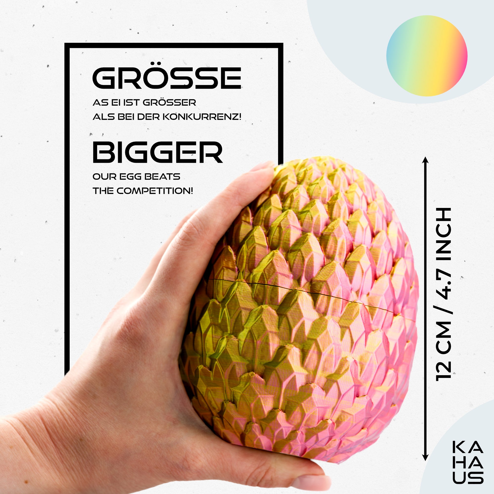 3D Dragon in Egg - Dragon Figure | 12 cm Large Egg | Multicolor Surprise Dragon | Hatching Movable Figure for Kids, Collectors & Fantasy Fans