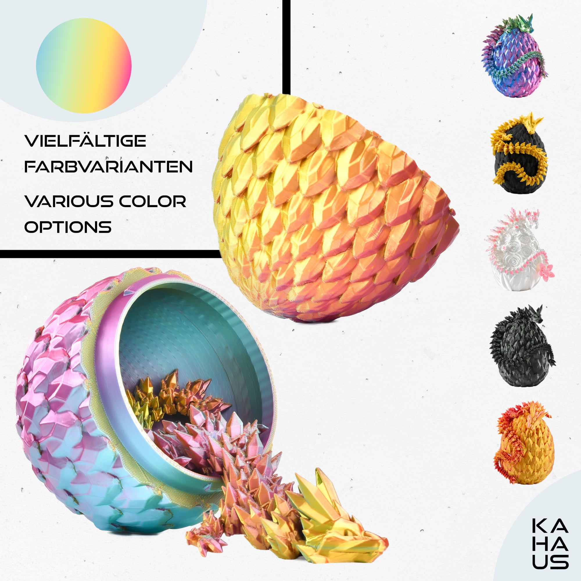 3D Dragon in Egg - Dragon Figure | 12 cm Large Egg | Multicolor Surprise Dragon | Hatching Movable Figure for Kids, Collectors & Fantasy Fans