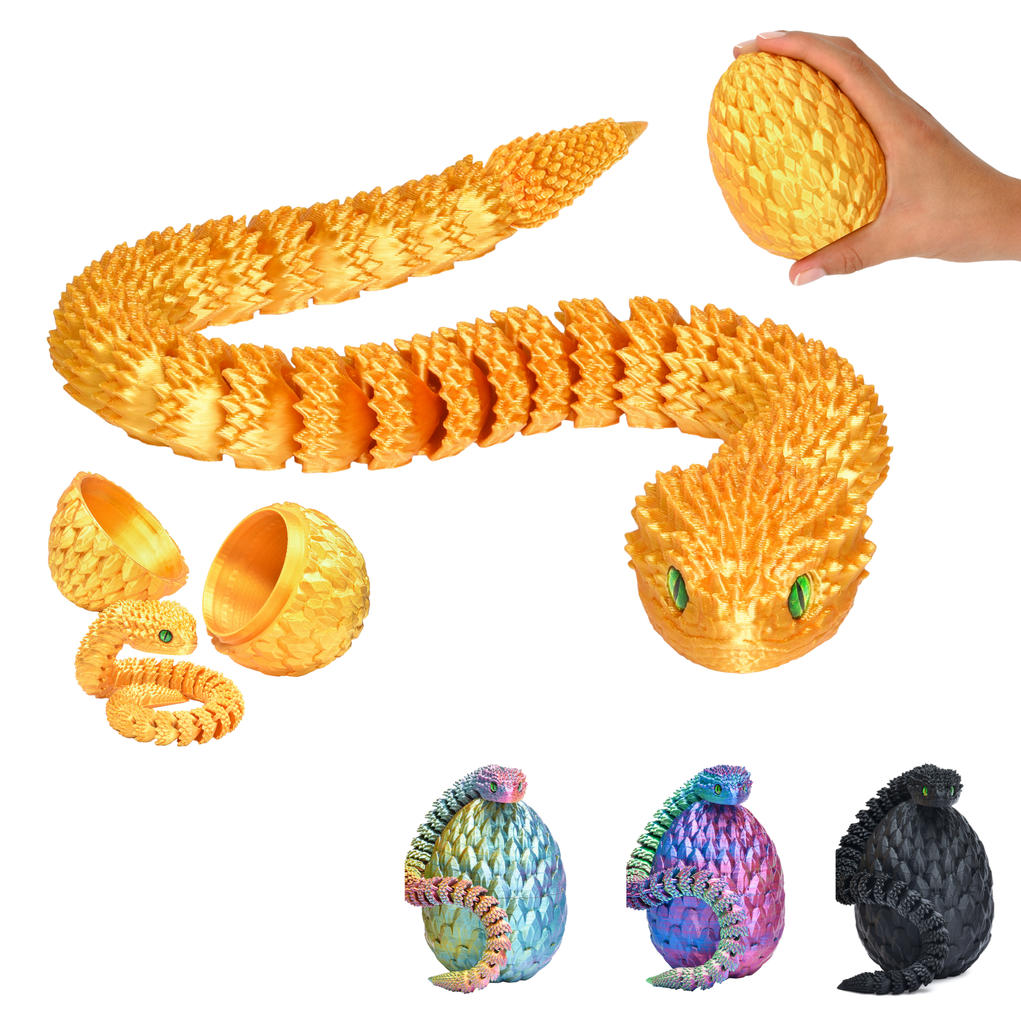 3D Snake in Egg | 27 cm Snake in 10 cm Egg | Surprise Figure & Gift for Kids