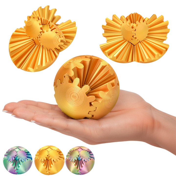 Gear Ball – 3D Logic Sphere (Blue-Green-Violet) – Gold #c:gold