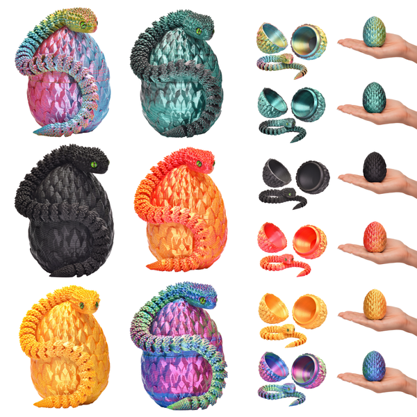 3D Snake Figures in Eggs – Set of 6 Colorful Surprise Eggs with Realistic Snake Toys | Fun Animal Figures for Kids | Bright Collectible Toy Set