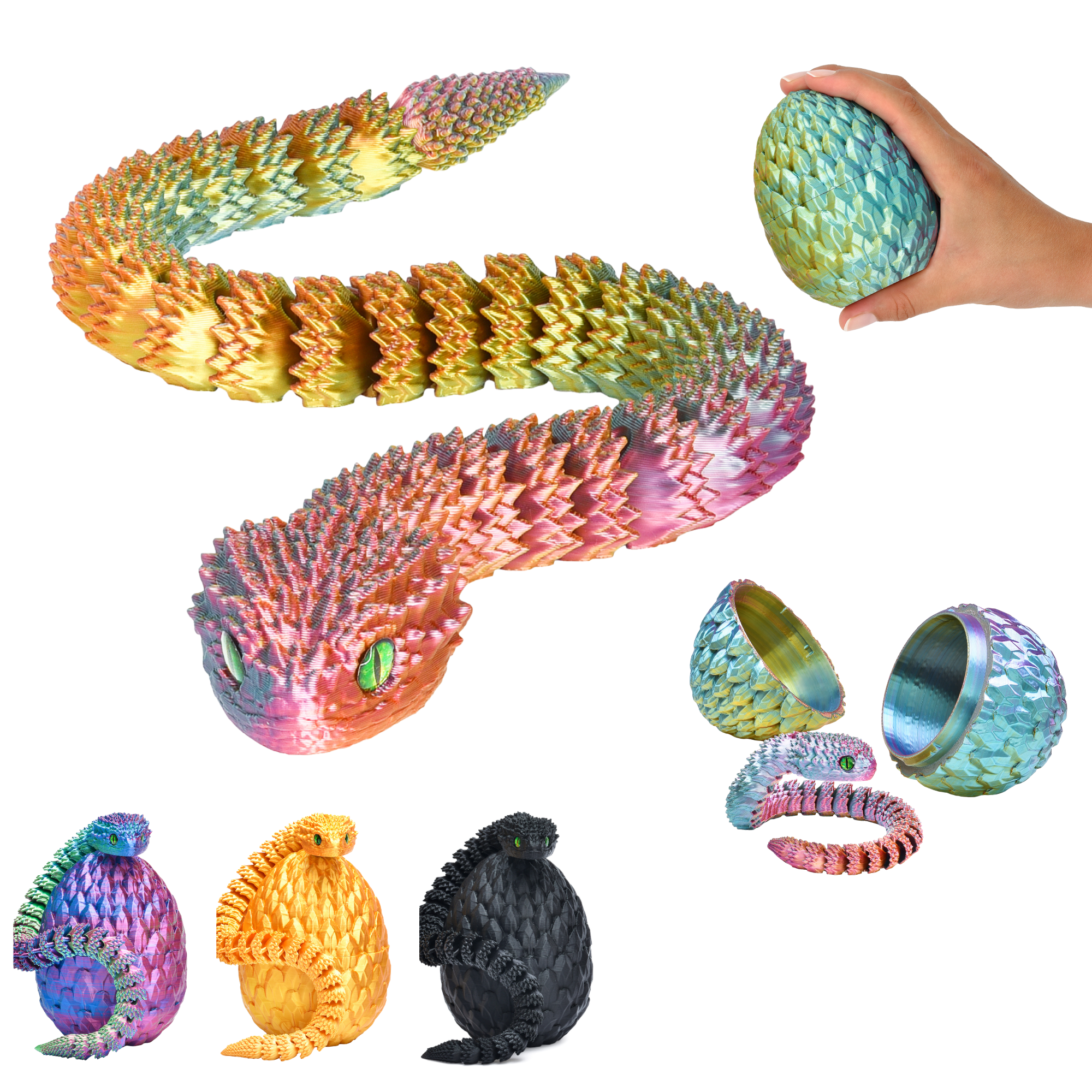 3D Snake in Egg | 27 cm Snake in 10 cm Egg | Surprise Figure & Gift for Kids