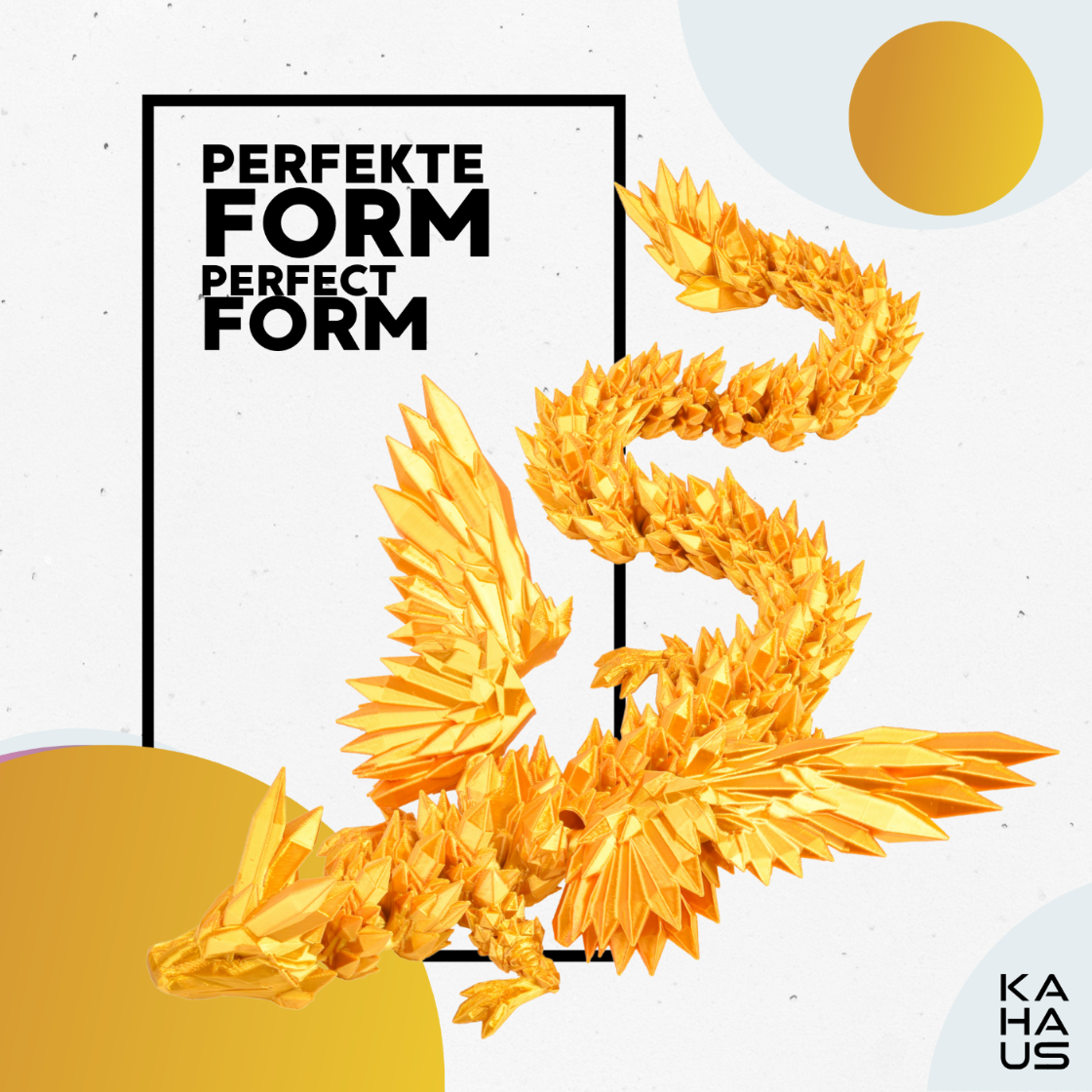 3D Winged Dragon Figure – Poseable Fantasy Sculpture (50 cm XL) – Gold