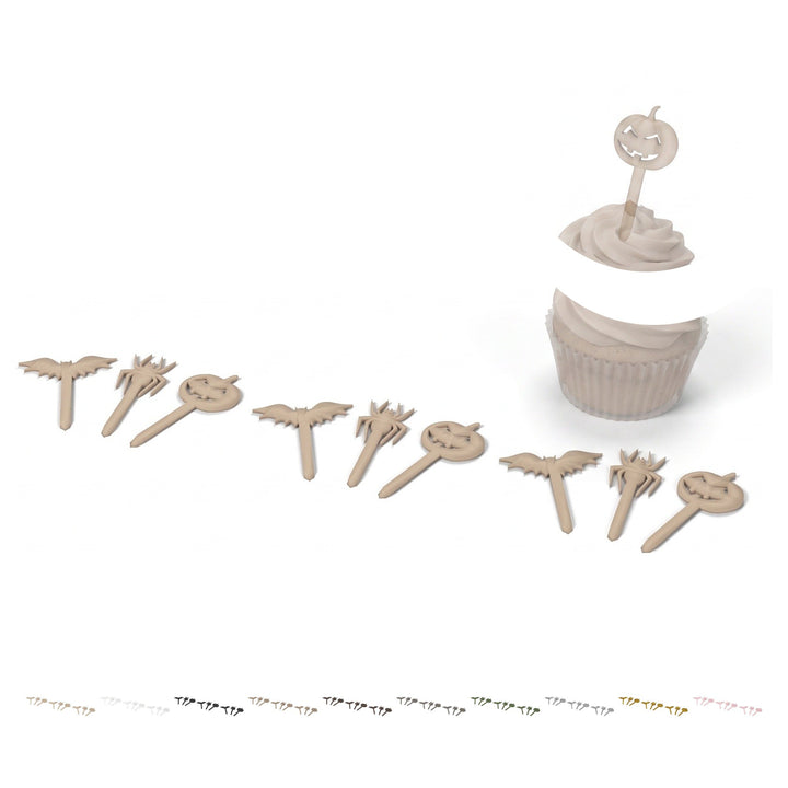 Cupcake toppery Halloween, 3 ks, délka 11,7 cm, PLA – béžová