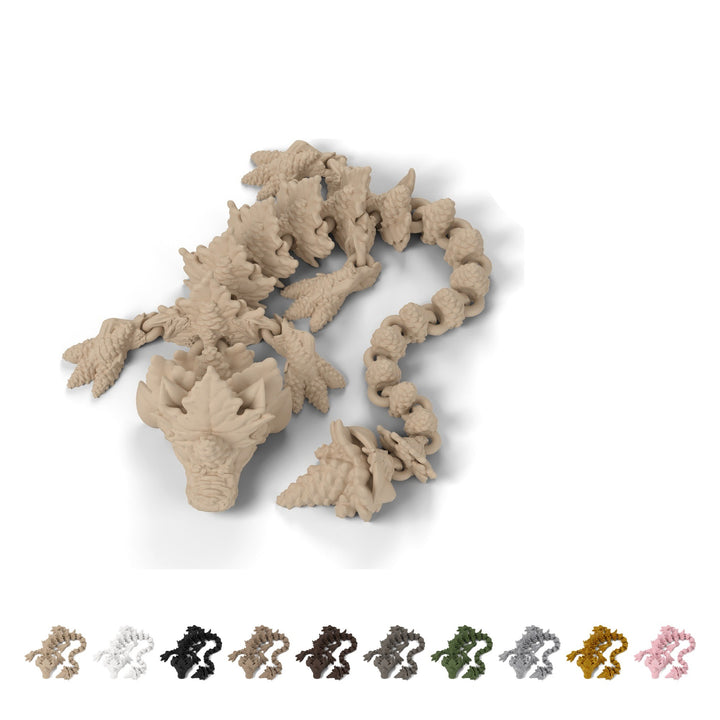 Dragon flexi articulat, lungime 17,2 cm, figurină de toamnă PLA – Beige