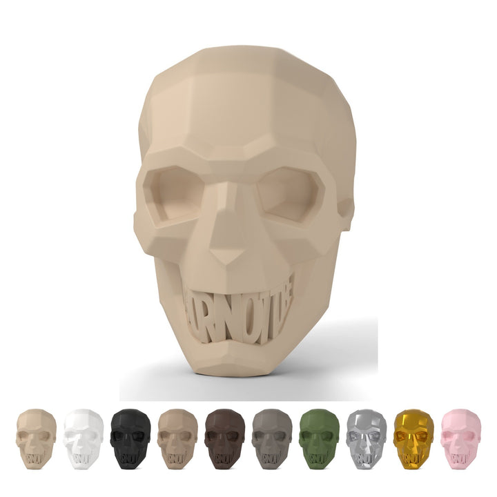 Tipográfiai koponya dísz „To Be or Not To Be”, 8,4 cm, PLA – Beige