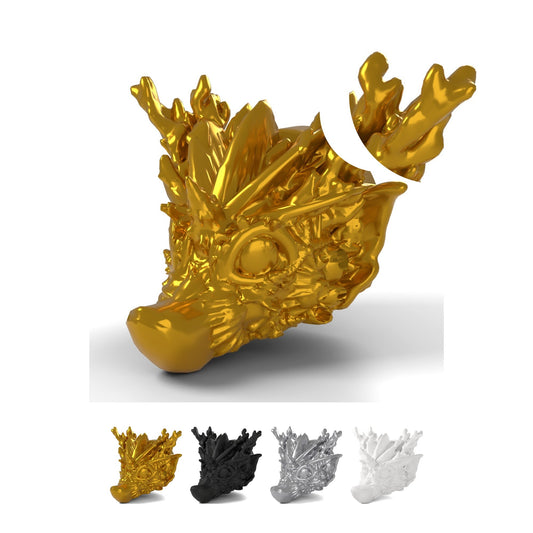 Dragon Head Wall Mount, Baby Dragon Coral 6,6 cm, Coral Reef Trophy, PLA – Silk Gold
