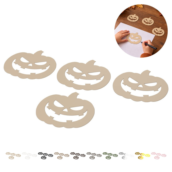 Pompoen sjabloon om na te tekenen, 4 stuks, 14 cm, PLA – Beige