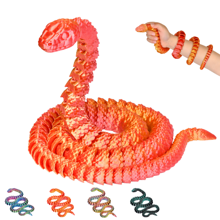 3D Snake Figure – Realistic Articulated Collectible (80 cm XL) – Red-Gold #c:red-gold